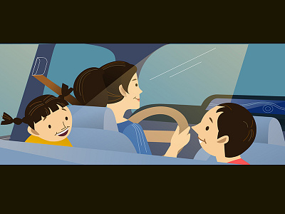 Styleframe Family in Car : Ford Beijing beijing boy character design china cute flat ford girl mother sharp vector