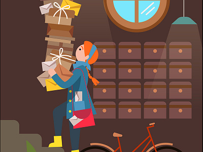 Skandiabanken app illustration bike character design colorful colourful girl illustration mail sharp teenager vector