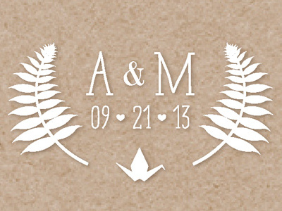 A & M Wedding Monogram cranes ferns monogram wedding