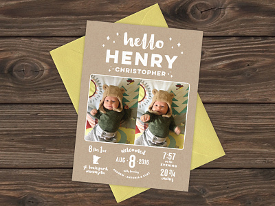 Hello Henry birth announcement maker of rad printed