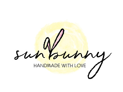 Sun Bunny Logo branding kiddo logo maker of rad sun bunny watercolor