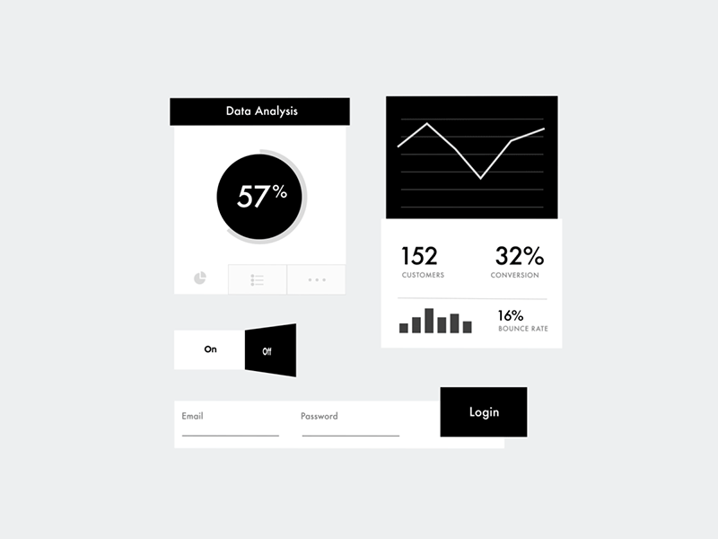 Parallax everything... *Experiment* 3d charts forms graphs interface login mobile motion parallax toggle ui web