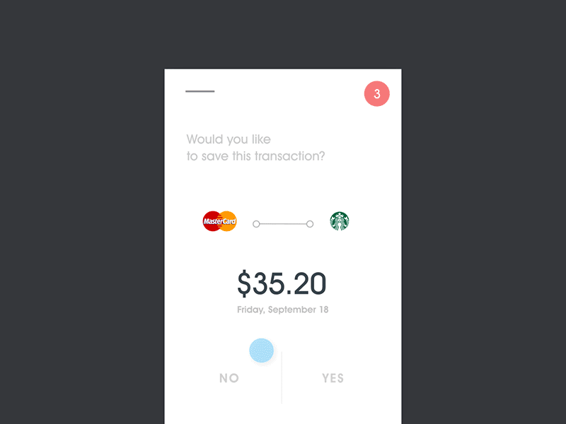 Swipe and select - *Experiment* banks financial interaction interface management material mobile money motion swipe transfers ux