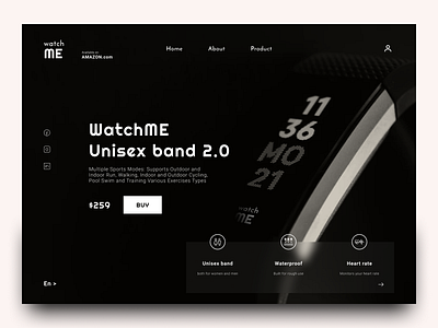 WatchME band 2 0 black buy dark ui design elegant design figma logo minimalist online shopping product trend ui ux watch webdesign website