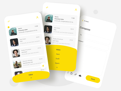 Email app design best shot design dribbble best shot email email app figma gmail mail mobile ui ui ux ux design ux research yellow yellow color