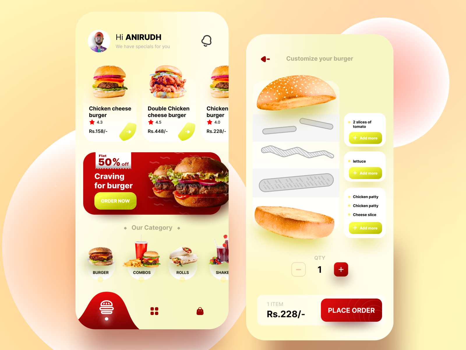 Food order app by Anirudh Jena on Dribbble