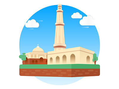 Qutub Minar elegant design figma illustration india indian historic qutub minar soft color