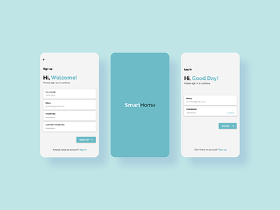 Smart Home - Login and Sign up application design login mobile app signin signup smart home ui ux web