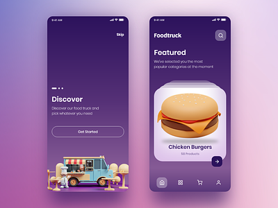 Foodtruck - Mobile app concept design android dark theme food app ios mobile application mobile concept design ui uiux ux