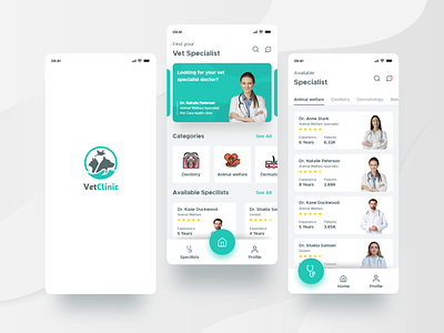 Vet Clinic - Online veterinary appointment mobile application android concept app ios mobile application designs mobile concept design ui uiux ux