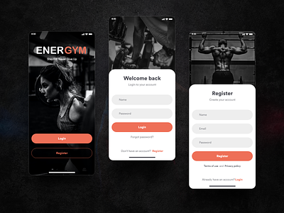 ENERGYM - Fitness mobile app for IOS concept design fitness app ios mobile concept designs ui uiux user experience ux