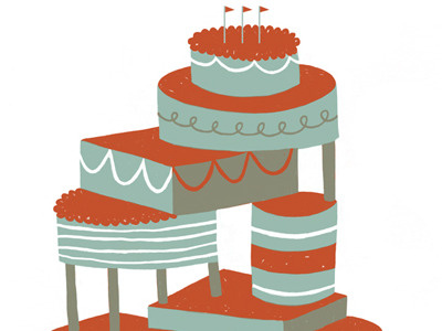 Friends With Benefits: Piles cake color design illustration letterpress