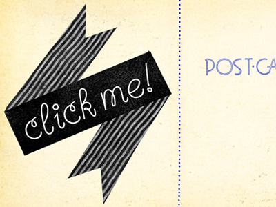 click me! hand illustration lettering mail postcard vintage