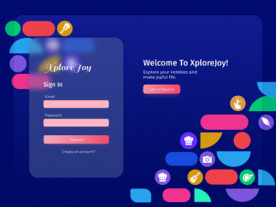 XploreJoy blue colorful login responsive design sign in sign in form sign up ui ux uidesign uxdesign web web design web ui website