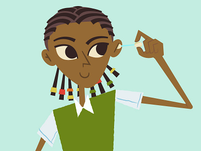 Ethiopian Girl Cleaning Ear african braids education ethiopia ethiopian girl hygiene illustration kid ngo non profit retro