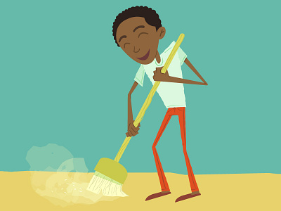 Ethiopian Boy Sweeping africa african boy cleaning ethiopia ethiopian hygiene illustration ngo non profit retro