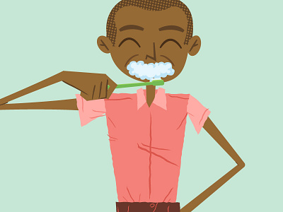 Ethiopian Boy Brushing Teeth boy educational ethiopia hygiene illustration kid ngo non profit retro teeth