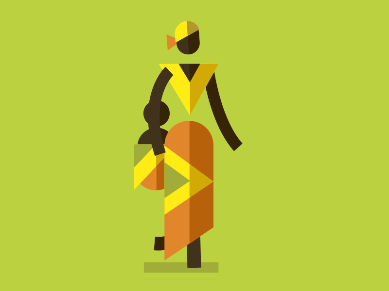 African Mother & Child Walk Cycle africa animation child fraser davidson geometric gif illustration mother motion graphics vector walk cycle woman