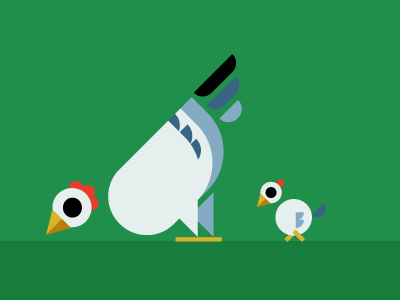 Kentucky Fried CUTENESS! birds charley harper chickens cute geometric icon illustration simple simplified vector