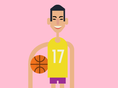 Jeremy Lin basketball caricature cartoon flat geometric illustration jeremy lin lakers minimalist simple