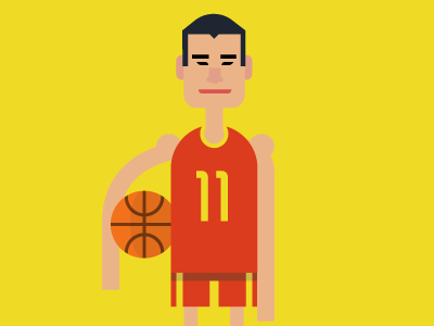 Yao Ming basketball caricature cartoon flat geometric houston illustration minimalist rockets simple yao ming