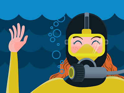 Seattle Aquarium Diver cartoon childrens diver illustration museum ngo non profit simple underwater vector zoo