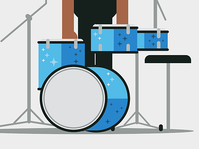 Sparkles cartoon drums flat illustration instrument music musical questlove vector