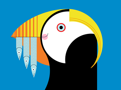 Tufted Puffin Alt.—Seattle Aquarium 2016 animal bird cartoon charley harper flat illustration minimal minimalism ngo non profit vector zoo