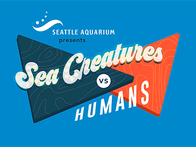 Sea Creature vs. Humans intro animation after effects animal animation aquarium cartoon flat gif illustration minimal motion graphics seattle vector