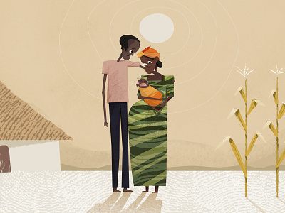 Hungry Family africa drawing family girl illustration ngo non profit retro textured vintage world vision zambia