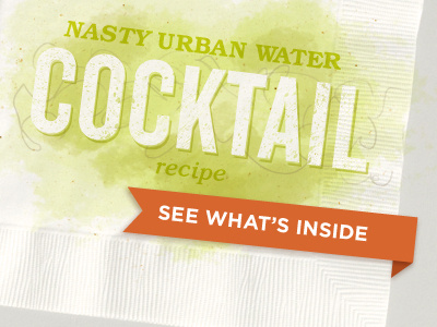 Nasty Cocktail Napkin ad cocktail e news napkin newsletter paper ribbon splash type typography water