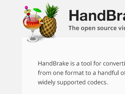 HandBrake Redesign app clean grey handbrake header light logo masthead minimal modern opensans white
