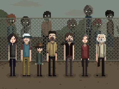 The Walking Dead 8 bit illustration pixel art