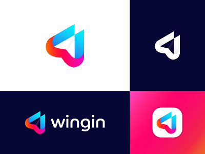 Wing Logo Concept 3d abstract app icon app logo branding colorful logo fly icon gradient logo icon letter logo logo logo 2022 logo design logotype minimalist modern logo simple logo travel app logo vector wing logo