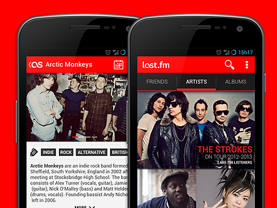 Last.fm for Android - Redesign android android ui android ux design last.fm mobile music red ui ux