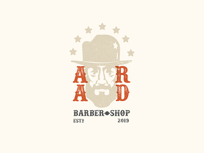 Arad Barber Logo badge barber design eyes face hair hat illustration kargamashad logo portrait saalehii start tehran typography vector vintage western صالحی