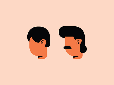 80's design face flat hair illustration iran mustache portrait ui vector
