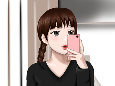 Selfie anime art digital illustration digital painting digitalart illustraion portrait