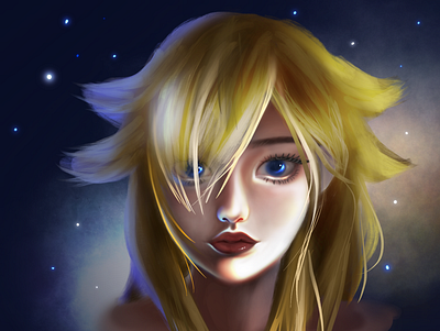 Rosalina anime anime art anime girl animeart art digital digital art digital illustration digital painting digitalart drawing fan art fanart fantasy galaxy mario mario bros portrait procreate realistic