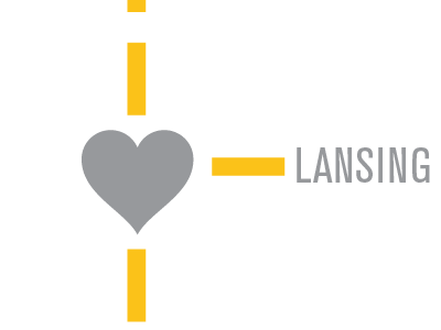 Lansing Marathon Branding branding geometric gray heart marathon race shape yellow