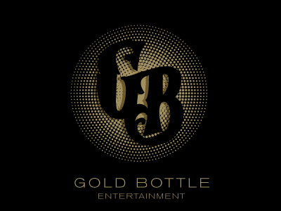 Gold Bottle Ent. brand gold half tone hand drawn type lettering logo sans serif typography