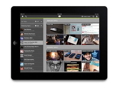 Thoora for Tablet app ui design user interface
