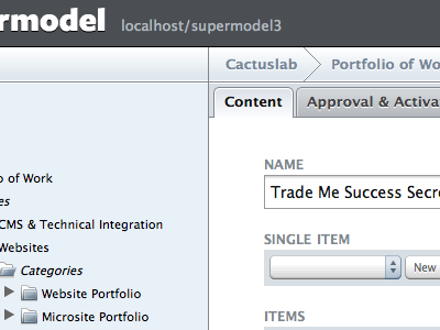 Supermodel 3 cms grey interface tabs web