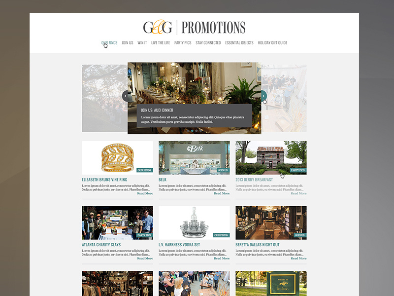 Garden & Gun Promo Site web grid responsive carousel simple white minimal