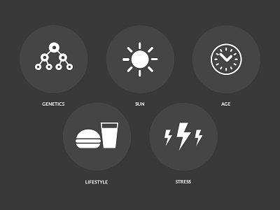 Trigger Icons age genetics icon icons lifestyle minimal minimalist simple stress sun vector