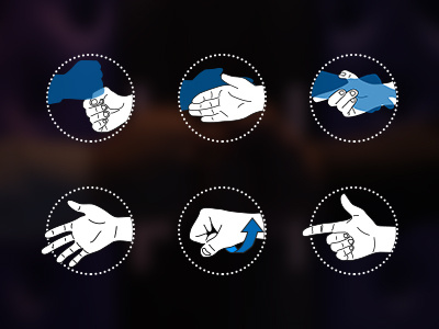 Handshake Icons blue fingers game hands handshake icons
