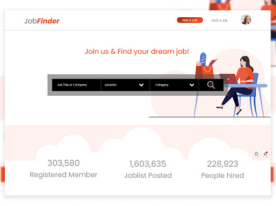 JobFinder graphicdesign jobapp jobfinder jobseeker landingpage uiux webdesign