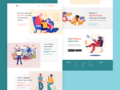 Landing Page || Hey Chat adobe xd app branding design illustration mobile ui ui uidesign uiux website