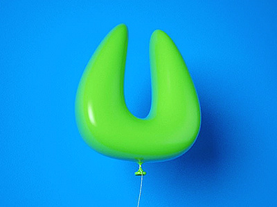 U - 36daysoftype challenge ballon floating green letter letting typography u