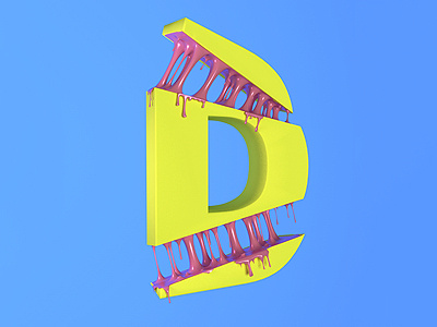 D - 36daysoftype challenge 3d letter brain bubble gum letter typography typography inspired